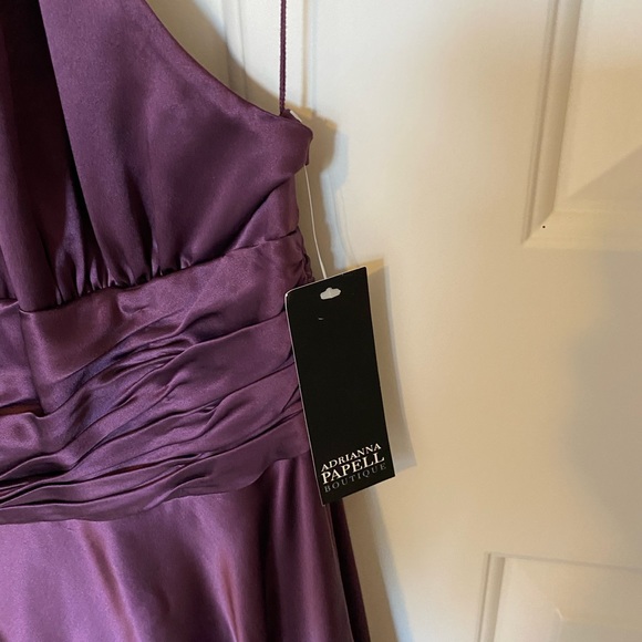 Purple Adrian Papell silk halter dress. NWT - Picture 4 of 5